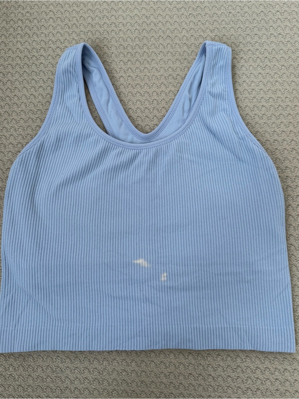 Women's Light Blue Ribbed Scoop Long Sports Bra